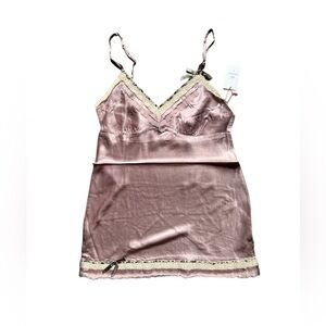 Gold Hawk Silk Lace Camisole Mauve Shadow NWT Size L